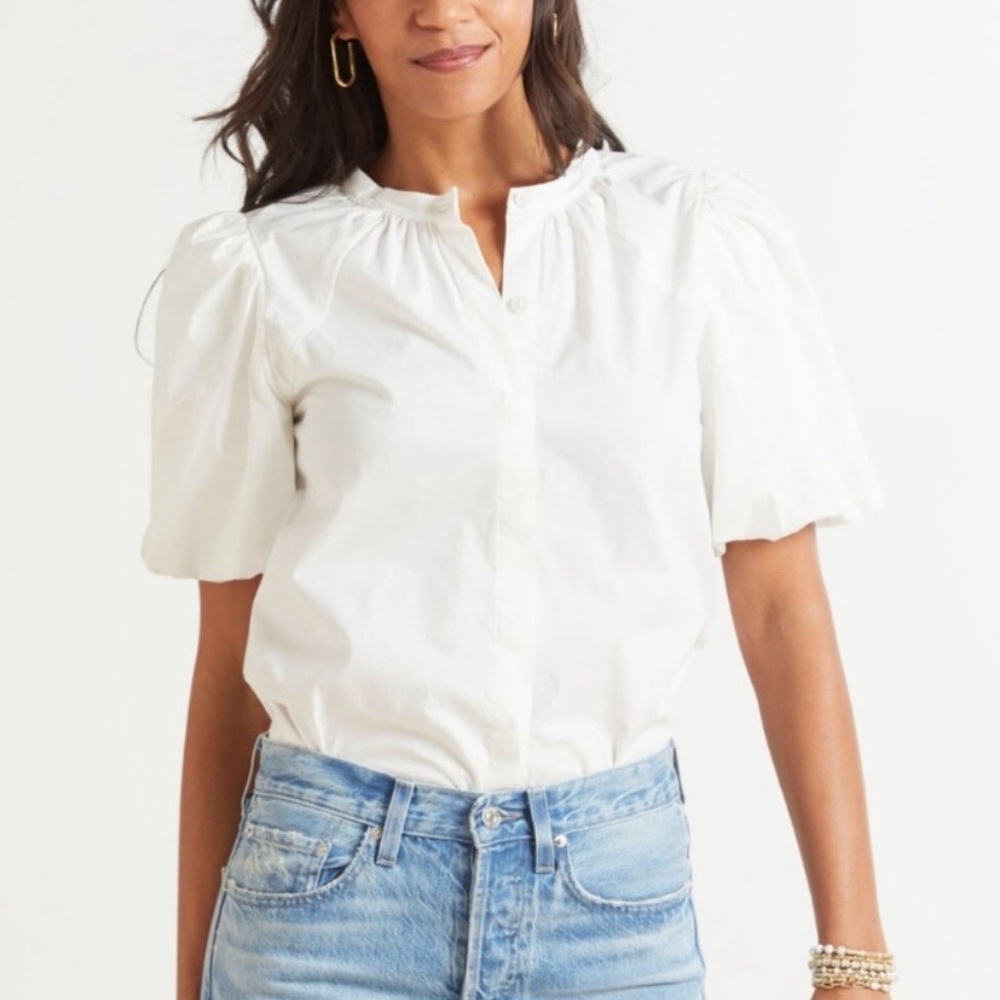 Evereve Felix Puff Sleeve Poplin Top
